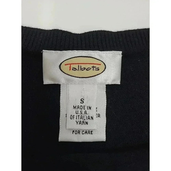 Vintage Talbots Sweater Women's Size Small Black Made in USA of Italian Yarn - Picture 4 of 7
